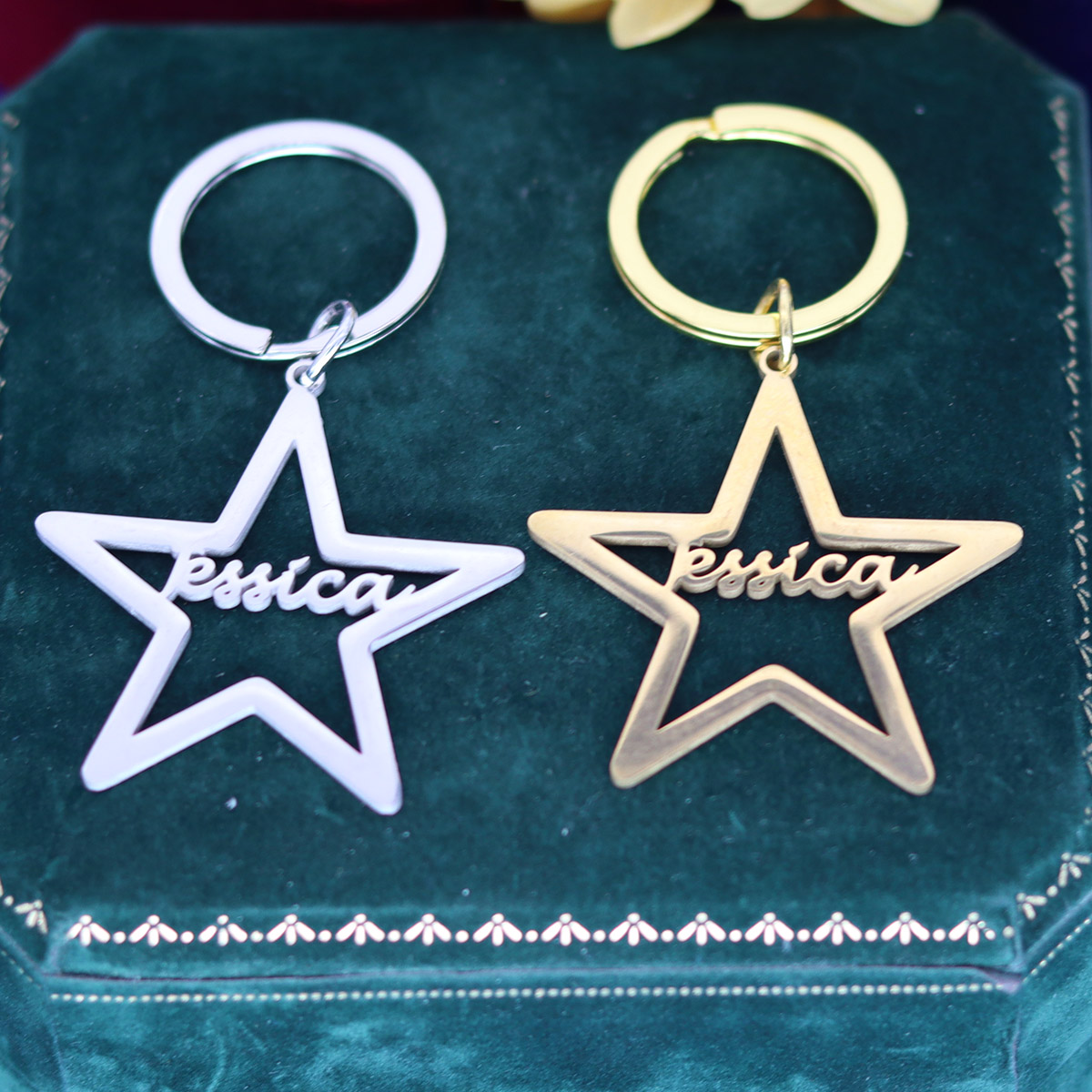 Vintage Fashion Names - Custom Name Star Keychain Personalized Stainless