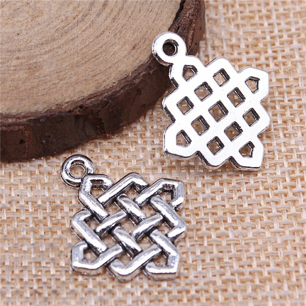 Vintage Fashion In Chinese - 8pcs 25x21mm(0.98x0.83inch) Antique Silver Color Chinese