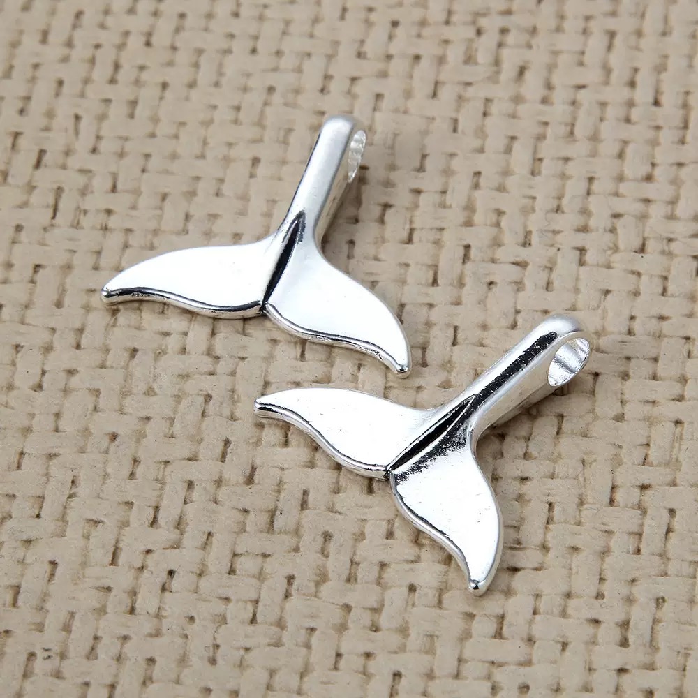 Vintage Urban Fashion - 5/10pcs antique silver plated whale tail