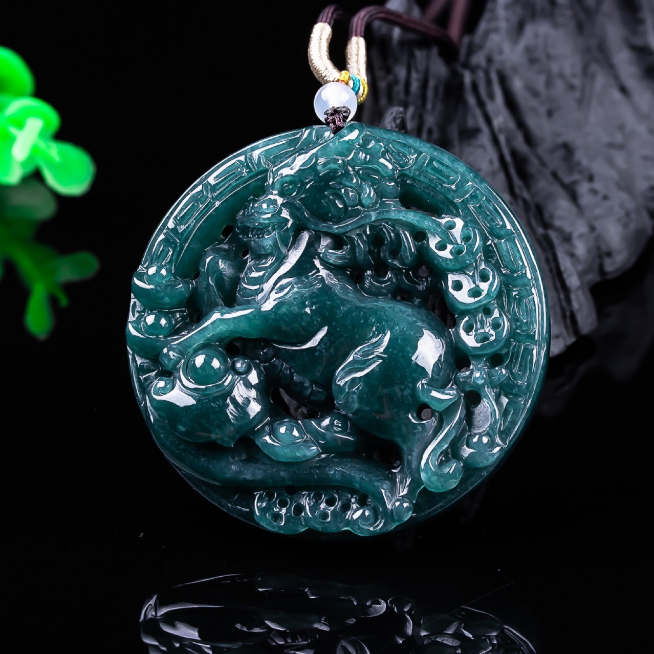 Vintage Fashion For Women - Burmese Jadeite Dragon Pendant Gemstone Real