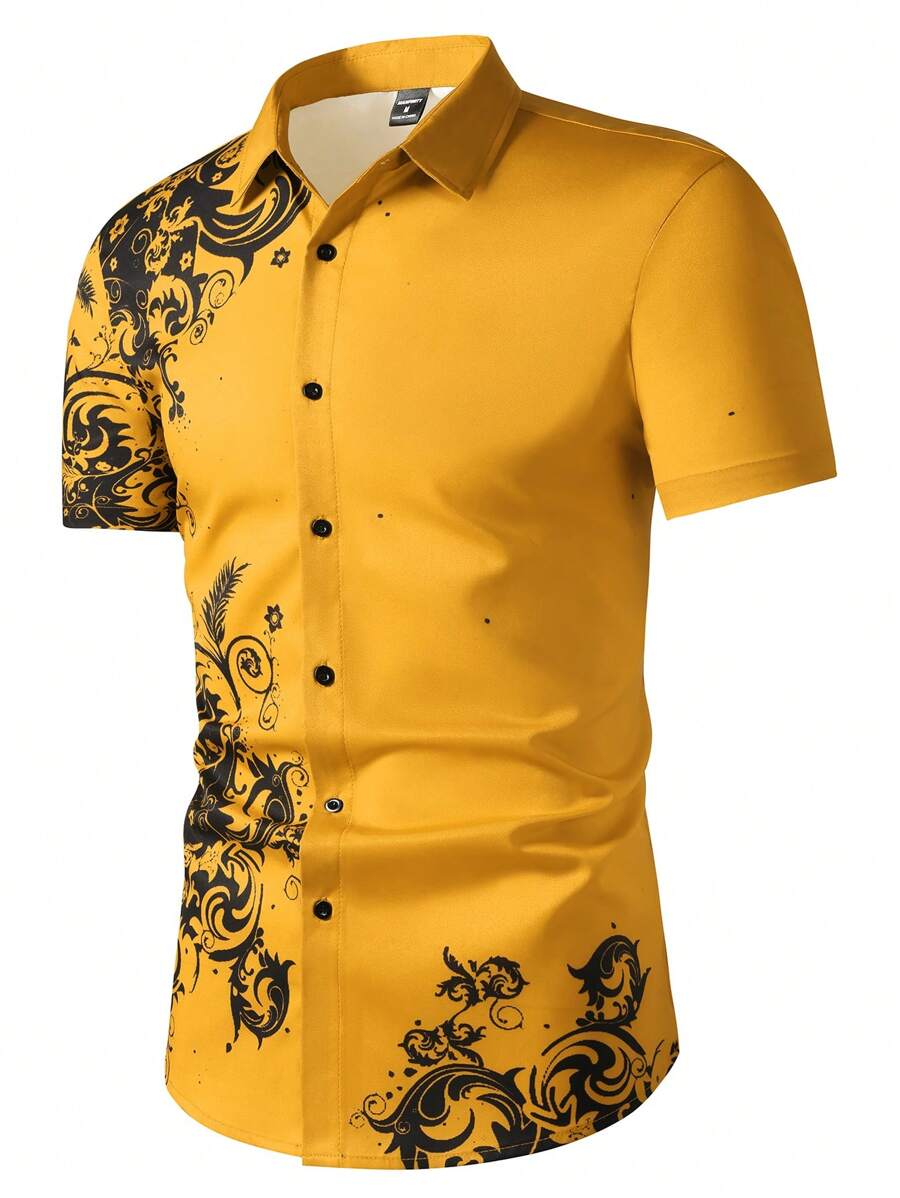 Printed Floral Shirt - Manfinity Homme Men's Casual Retro Print