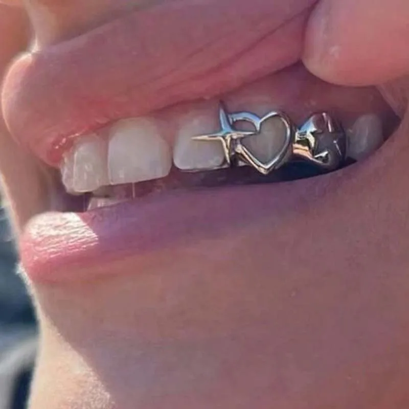 Vintage Fashion Ai - Punk Hip Hop Hollow Heart Teeth