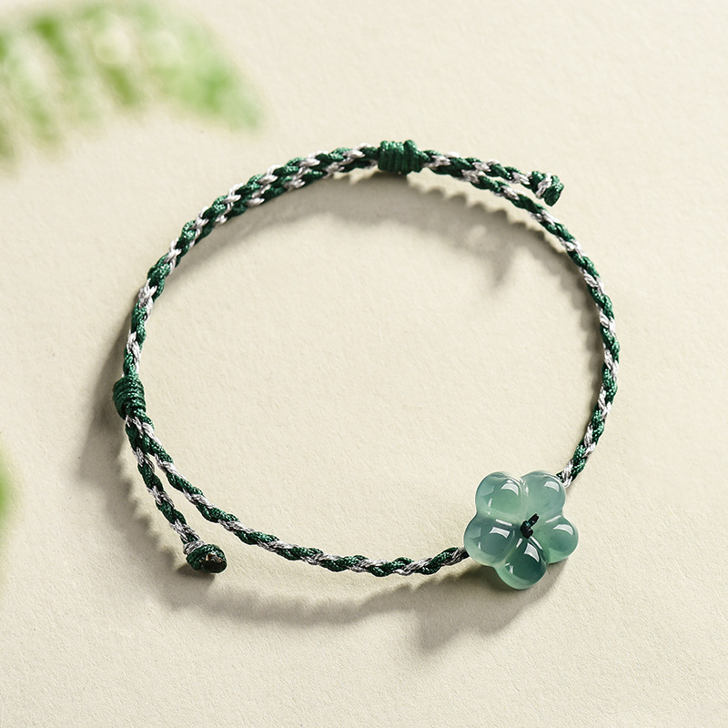 Vintage Fashion For Women - Burmese Jadeite Flower Bracelet Natural Jade