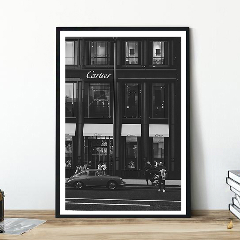 Vintage Fashion Art - European Street Canvas Painting Fashion Black