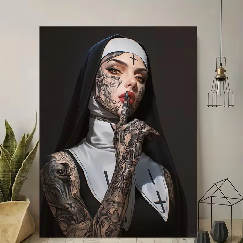 Fashion Girl Tattoo Nun Canvas - огляд і ціна Vintage Fashion Art