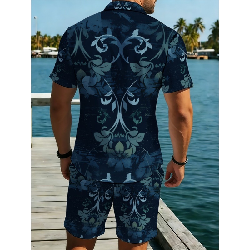 Navy Blue Floral Printed Men's - огляд і ціна Printed Floral Shirt
