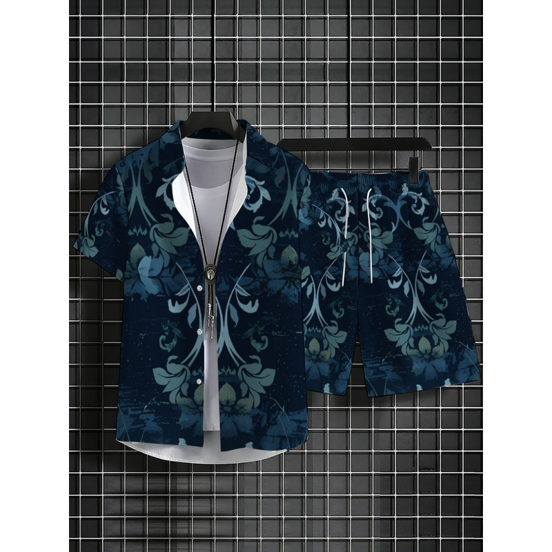 Navy Blue Floral Printed Men's - огляд і ціна Printed Floral Shirt