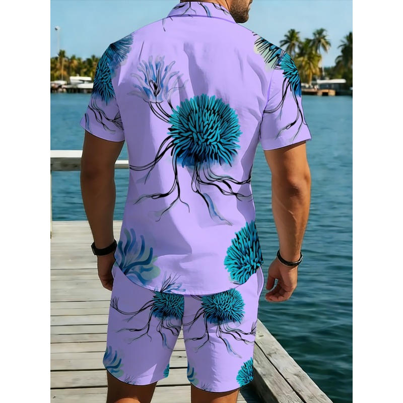 Men's Hawaiian Shirt Shorts Se - огляд і ціна Printed Floral Shirt