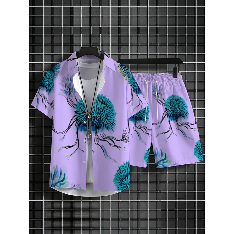 Men's Hawaiian Shirt Shorts Se - огляд і ціна Printed Floral Shirt