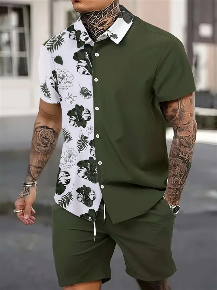 Men's Fashion Suit Collar 3D F - огляд і ціна Printed Floral Shirt
