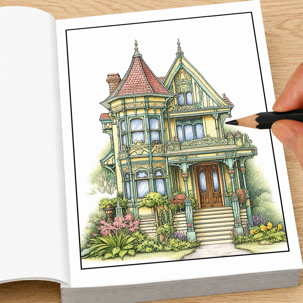 Victorian Houses Adult Colorin - огляд і ціна Vintage Fashion Coloring Book