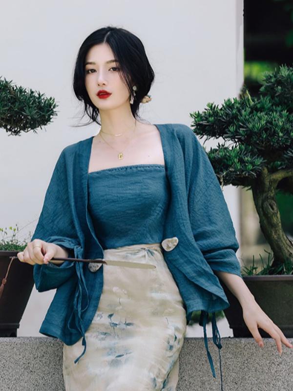 plus Size Floral Print Open Ca - огляд і ціна Vintage Fashion In Chinese