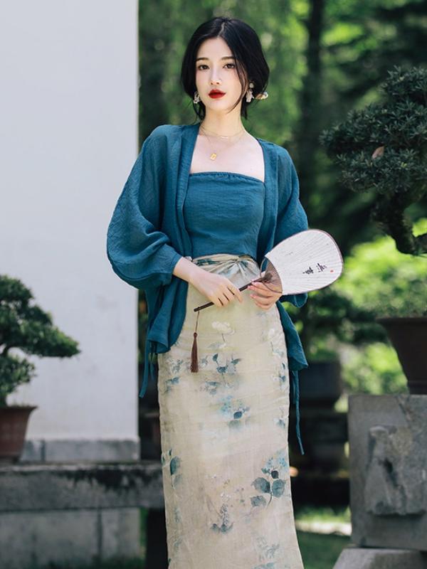 plus Size Floral Print Open Ca - огляд і ціна Vintage Fashion In Chinese