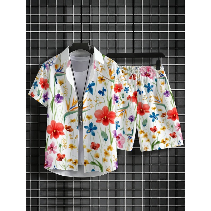 Men's Summer Floral Print Shor - огляд і ціна Printed Floral Shirt