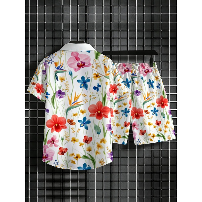 Men's Summer Floral Print Shor - огляд і ціна Printed Floral Shirt