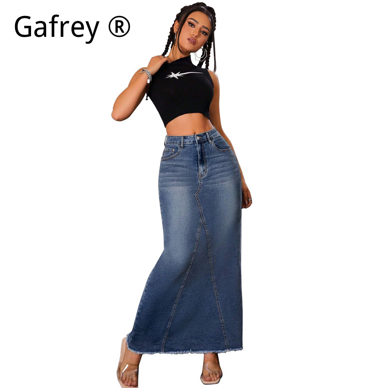 Women Denim Midi Skirt High Wa - огляд і ціна Vintage Fashion Streetwear