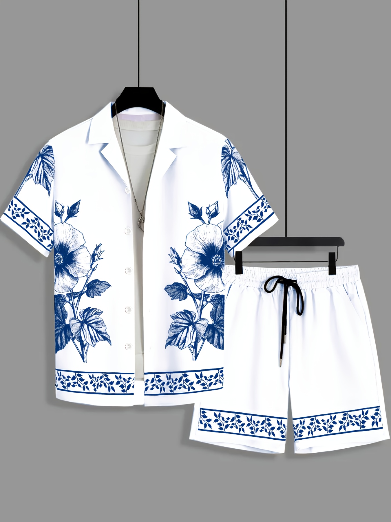 Men Loose Two‑Piece Set Sketch - огляд і ціна Printed Floral Shirt