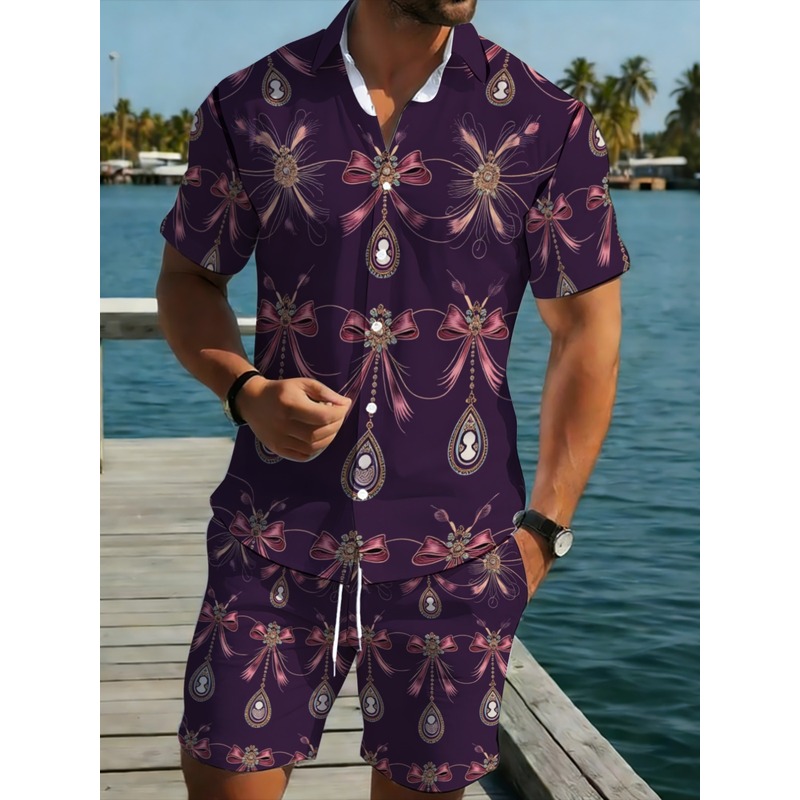 Men's Purple Floral Printed Po - огляд і ціна Printed Floral Shirt