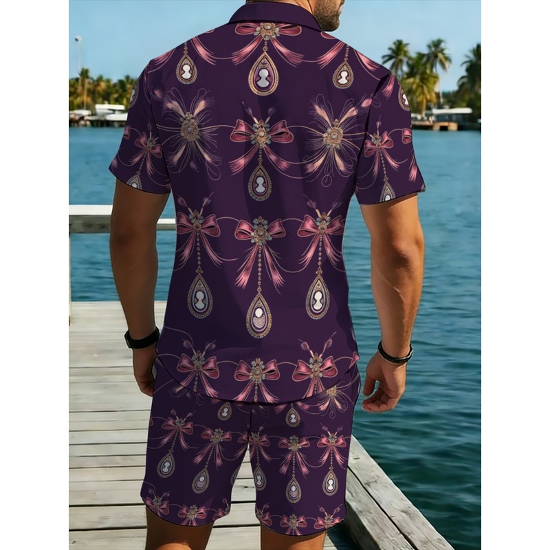 Men's Purple Floral Printed Po - огляд і ціна Printed Floral Shirt