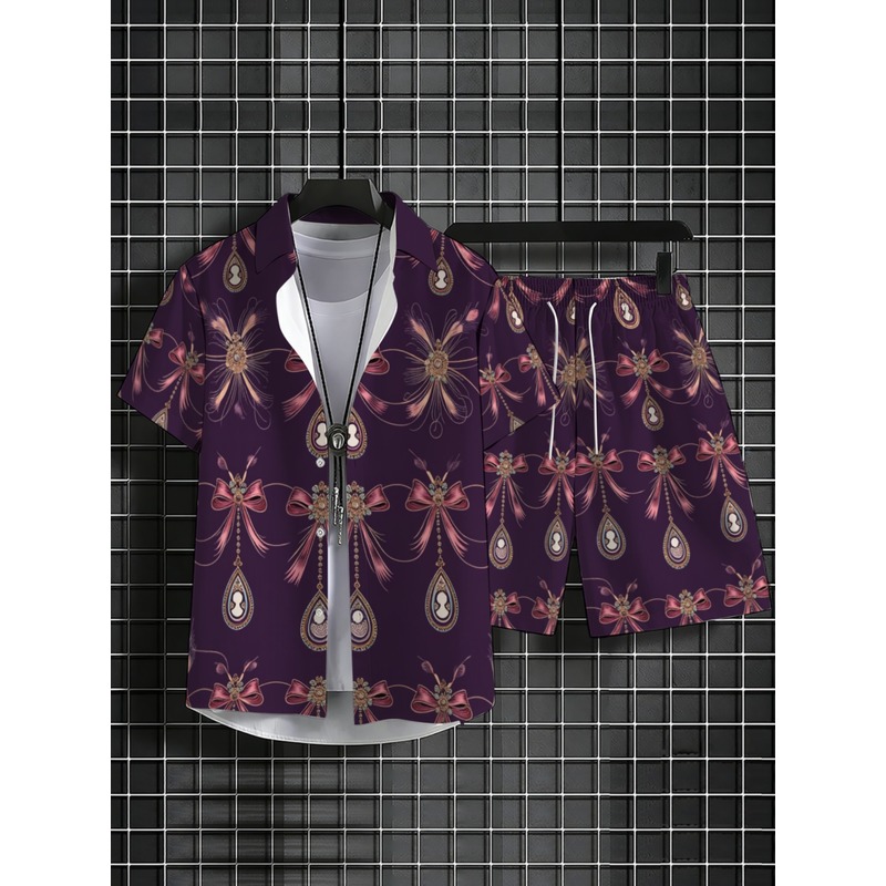 Men's Purple Floral Printed Po - огляд і ціна Printed Floral Shirt