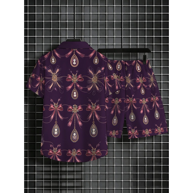 Men's Purple Floral Printed Po - огляд і ціна Printed Floral Shirt