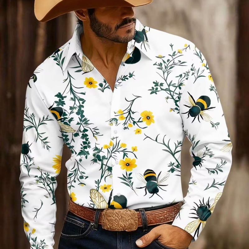 Men's Floral Print Long-Sleeve - огляд і ціна Printed Floral Shirt