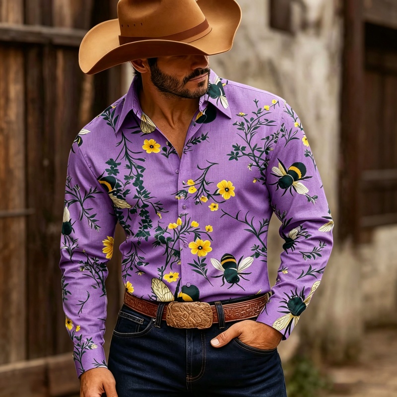 Men's Floral Print Long-Sleeve - огляд і ціна Printed Floral Shirt