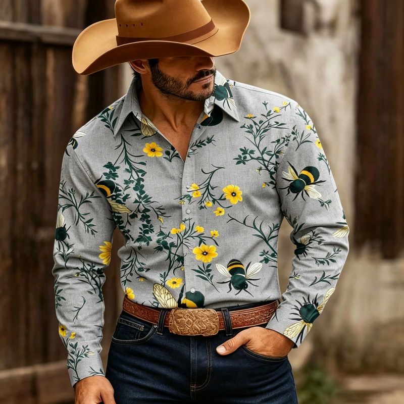 Men's Floral Print Long-Sleeve - огляд і ціна Printed Floral Shirt