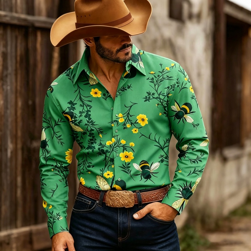 Men's Floral Print Long-Sleeve - огляд і ціна Printed Floral Shirt