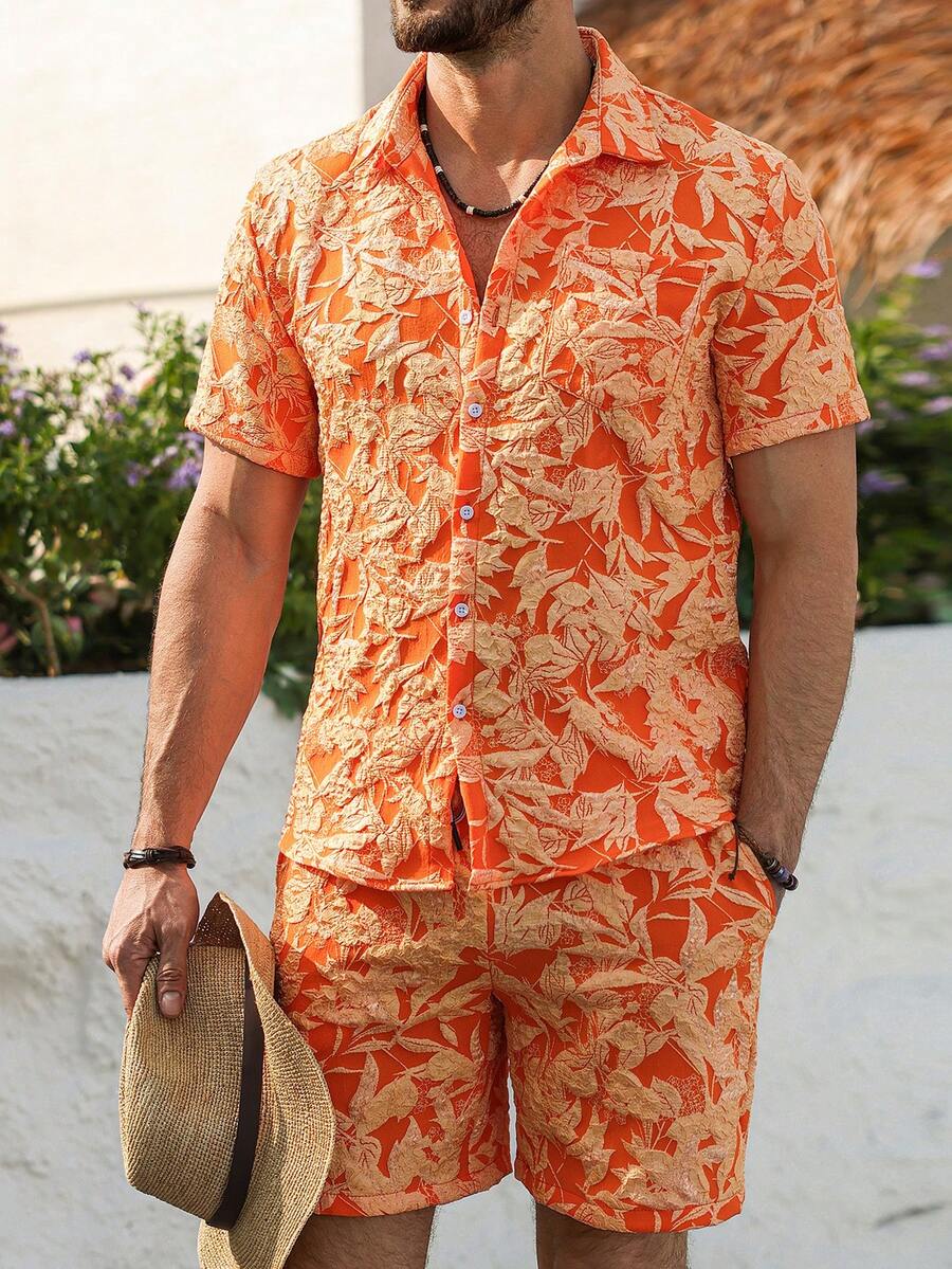 Genlund Men's Burnt Orange Sum - огляд і ціна Printed Floral Shirt