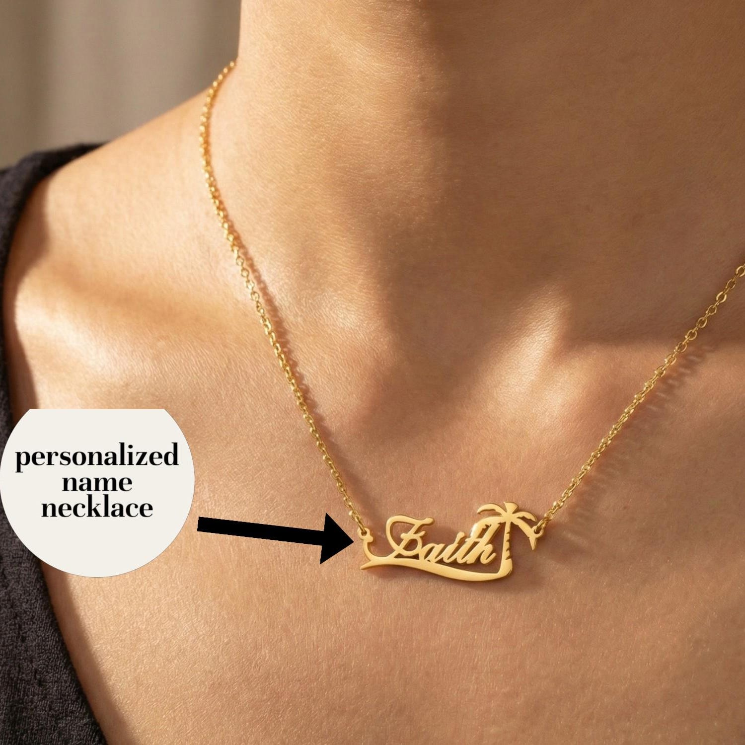 Custom Palm Tree Name Necklace - огляд і ціна Vintage Fashion Guild