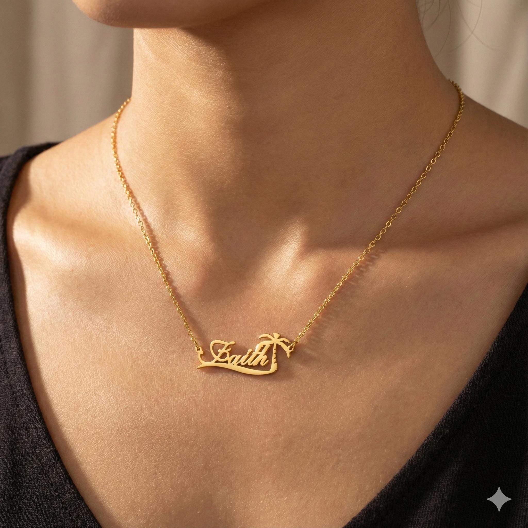 Custom Palm Tree Name Necklace - огляд і ціна Vintage Fashion Guild