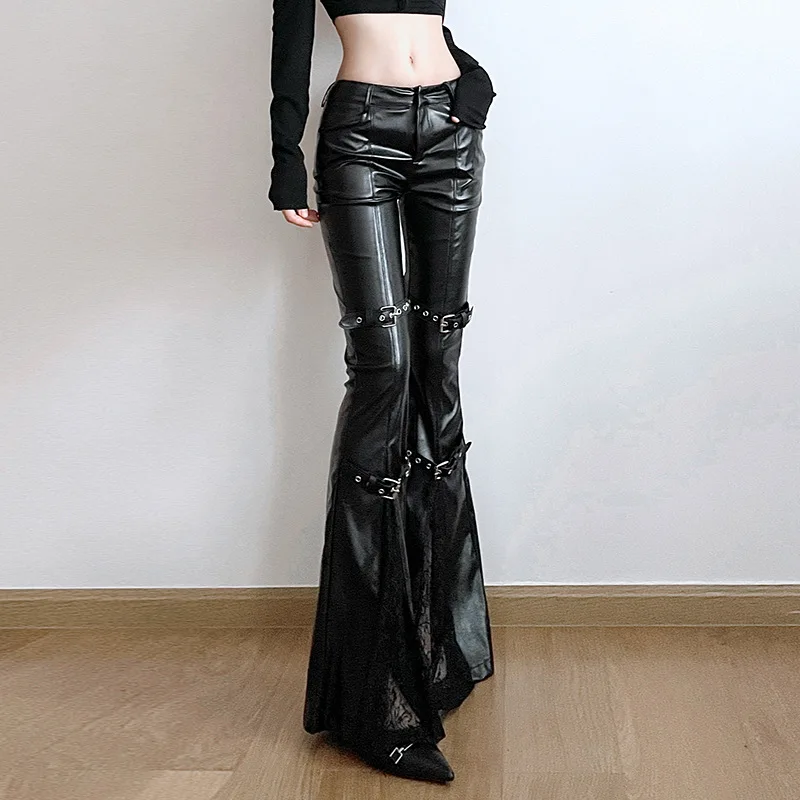Women's PU Leather Flare Pants - огляд і ціна Vintage Y2K