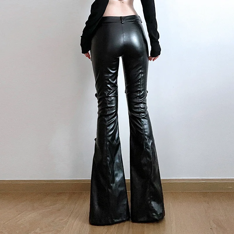 Women's PU Leather Flare Pants - огляд і ціна Vintage Y2K