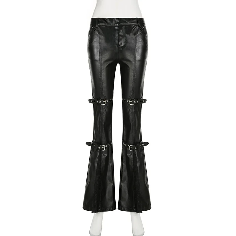 Women's PU Leather Flare Pants - огляд і ціна Vintage Y2K