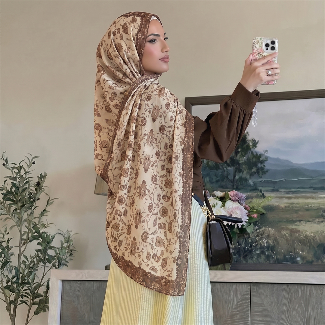 Vintage Floral Print Hijab Sof - огляд і ціна Vintage Fashion For Women