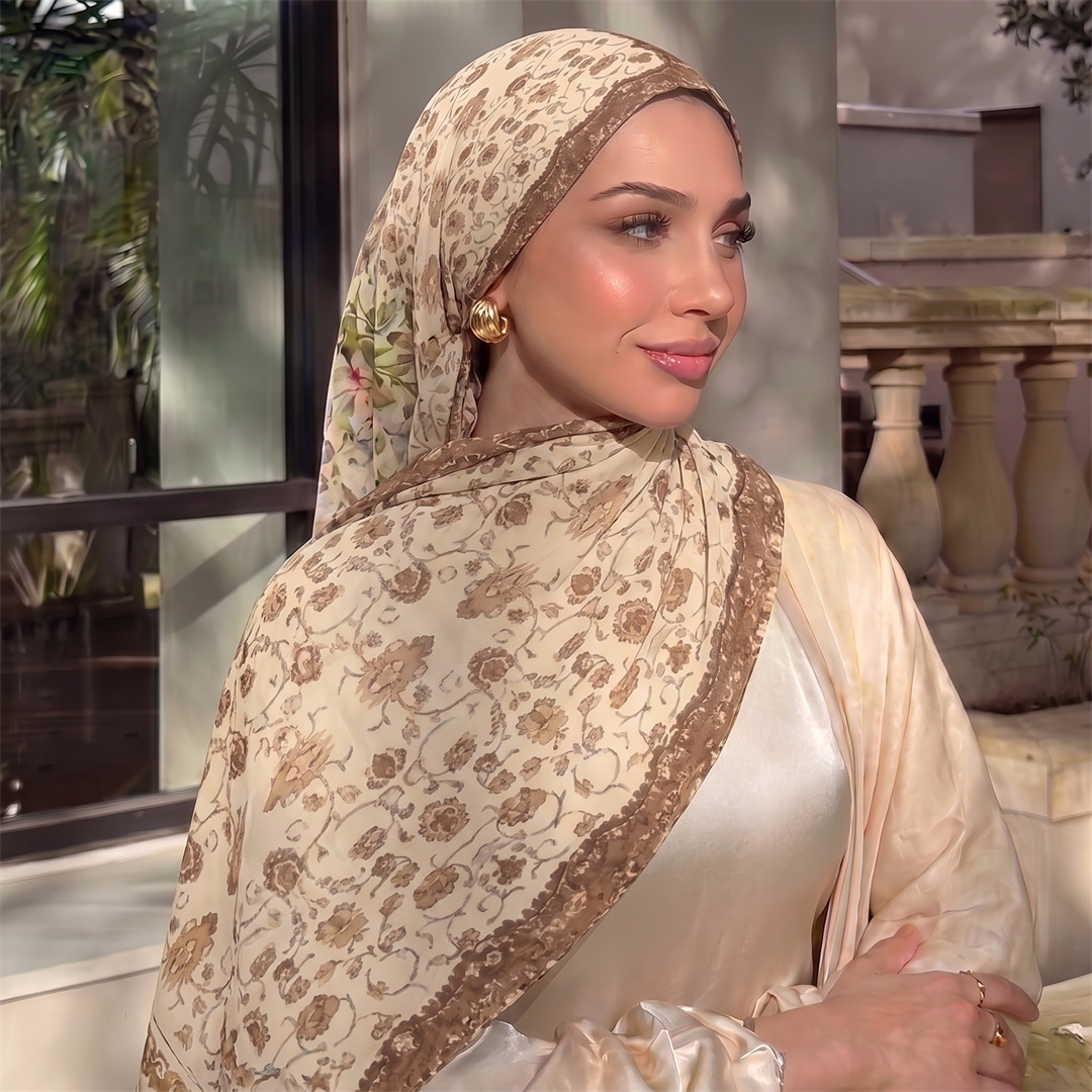 Vintage Floral Print Hijab Sof - огляд і ціна Vintage Fashion For Women